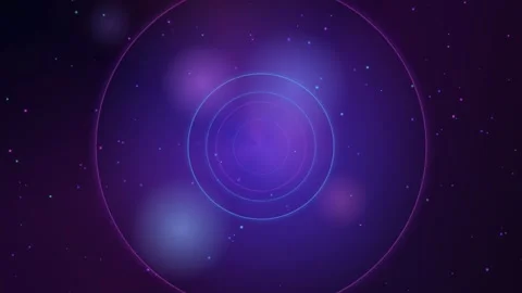 Abstract futuristic digital background with glowing concentric circles and Video stock 345430431