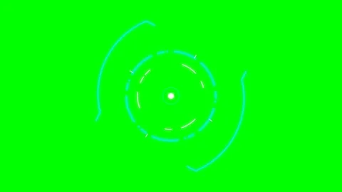 Abstract futuristic digital circular hud interface on a bright green backgrou Stock Footage 340903316