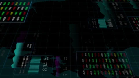 Abstract Futuristic Digital Data Dashboard with Glitch Effect Animation. Stock Footage 318813960