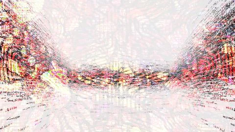 Abstract futuristic digital data stream with glowing holographic red and black Stock Illustration