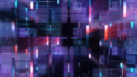 Abstract Futuristic Digital Data Technology Background with Glowing Light Rays 動画素材 336799863