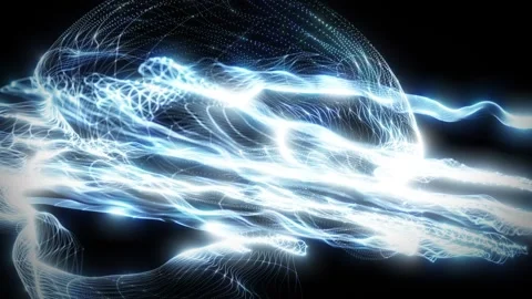 Abstract futuristic digital dynamic waves of particles with light Stock Footage 321480692