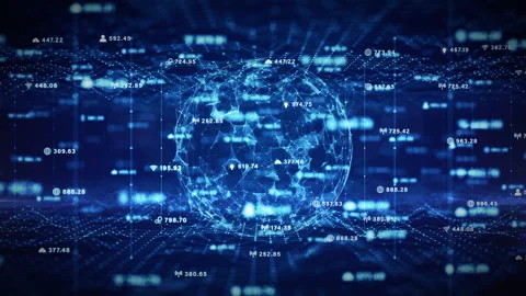 Abstract futuristic digital globe network with interconnected data points, Stock Footage 310865904