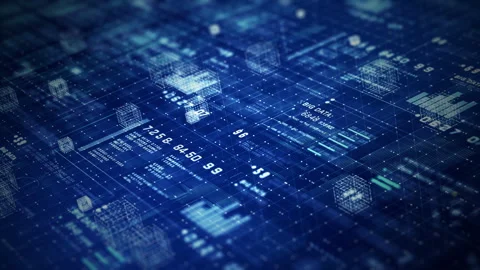 Abstract futuristic digital grid with data visualization, analytics Stock Footage 313168962