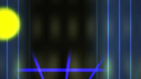 Abstract Futuristic Digital Grid with Glowing Yellow Orb and Blue Lines. Stock Footage 334455004