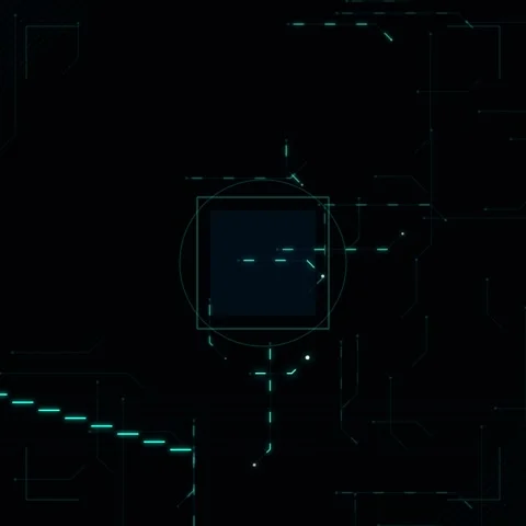 Abstract Futuristic Digital Grid Lines and Circle on Dark Tech Background Stock Footage 346283450