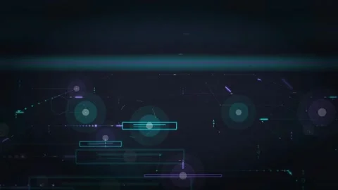 Abstract futuristic digital hud interface with glowing blue data elements on Stock Footage 336775149