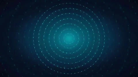 Abstract futuristic digital HUD interface with glowing cyan concentric circles Stock Footage 339321587
