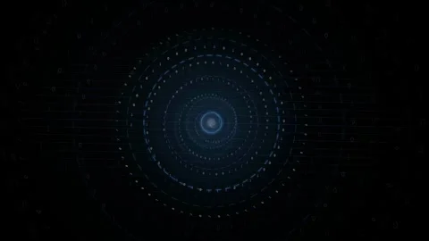 Abstract futuristic digital HUD interface with glowing blue concentric circles Stock Footage 339321836
