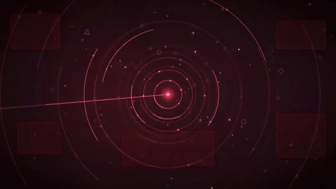 Abstract futuristic digital hud interface with rotating red circular elements Stock Footage 340217409
