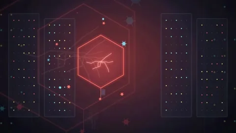 Abstract futuristic digital hud interface with glowing red hexagonal elements Stock Footage 343162393