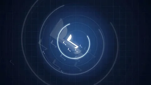 Abstract futuristic digital hud interface with glowing blue circular elements Stock Footage 343860379