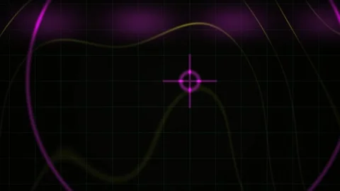 Abstract Futuristic Digital Interface with Glowing Neon Lines and Crosshair. Stock Footage 334455218