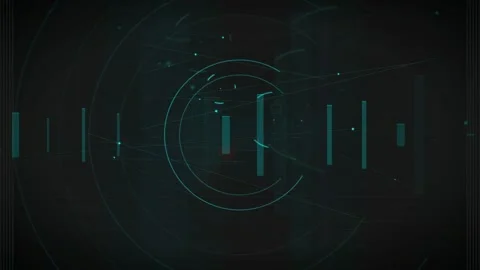 Abstract Futuristic Digital Interface with Glowing Blue Circular HUD Elements Stock Footage 339318015
