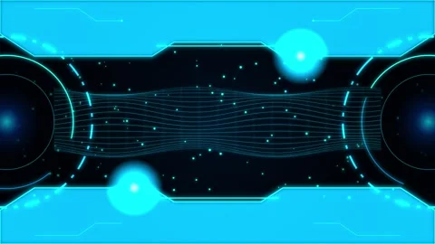 Abstract futuristic digital interface with glowing neon blue lines and part Stock-Footage 348127956