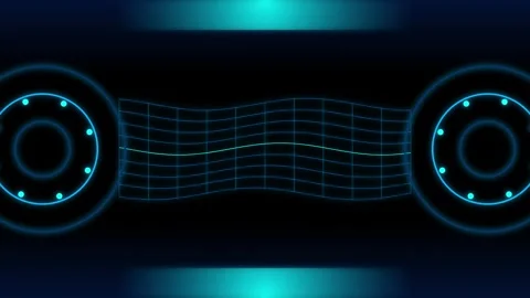 Abstract futuristic digital interface with glowing blue circles and a dynam Stock-Footage 348127965