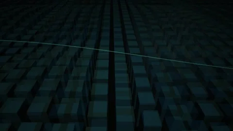 Abstract futuristic digital matrix grid of 3D glowing blocks background ani.. Stock Footage 346327969