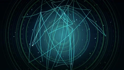 Abstract futuristic digital network with glowing blue lines and circular data Stock Footage 346213789