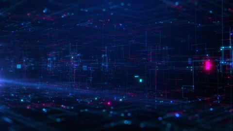 Abstract of a futuristic digital network with interconnected points in blue. Stock Footage 277557301