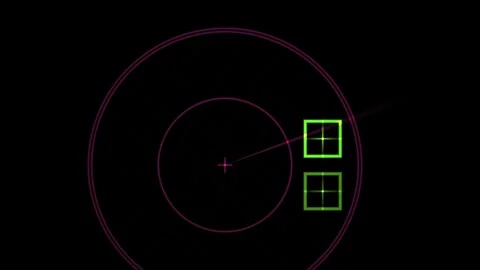 Abstract Futuristic Digital Radar Screen Displaying Target Acquisition. Stock Footage 334455313