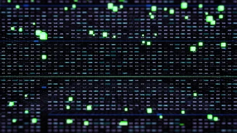 Abstract Futuristic Digital Sampling Text Big Data Flowing Technology Video stock 158632302