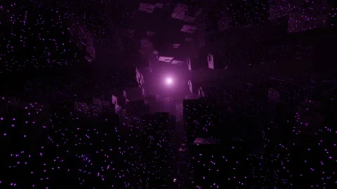 Abstract futuristic digital sci-fi glowing dark city tunnel with ultraviolet Video stock 134705276