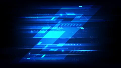 Abstract futuristic digital technology background with dynamic blue neon li.. Illustrazione stock