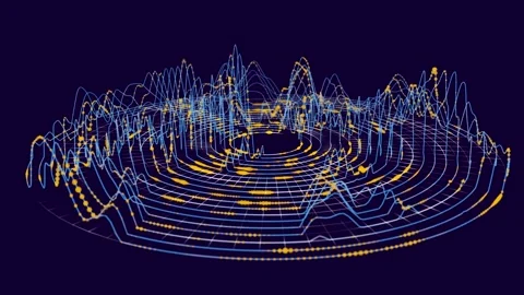 Abstract futuristic disk data graph with grid from lines  connecting dots i.. Video stock 329422650