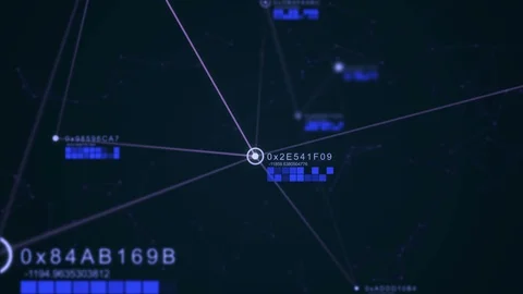 Abstract futuristic dot circle and line network structure with random number Stock Footage 101141093