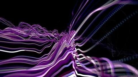 Abstract futuristic dots pattern on dark wavy background. Stock Illustration