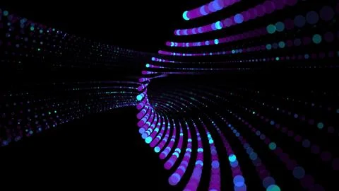 Abstract futuristic dots pattern on dark wavy background. Stock Illustration