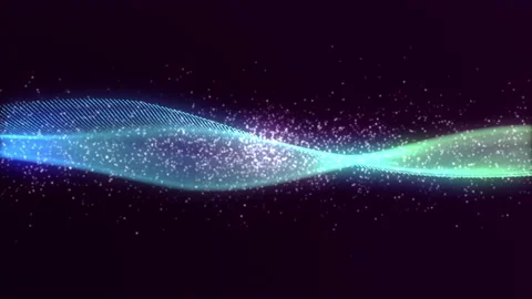 Abstract futuristic dynamic mesh of dots, lines with glitter and sparkle flowing Stock Footage 161087424