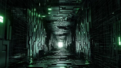 Abstract futuristic elevator. Blade runner cyberpunk city. Entering the Video stock 133785802