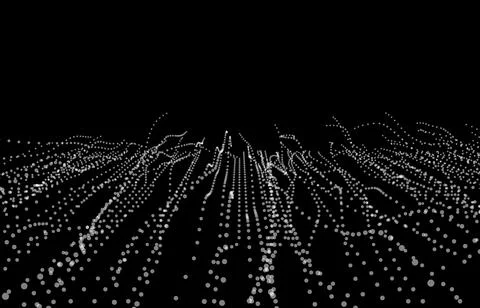 Abstract futuristic flow dots. Intertwining web, a network of ropes, an unusual Illustrazione stock