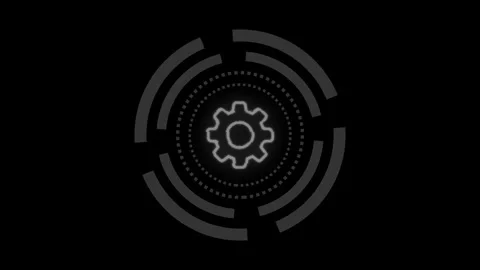 Abstract futuristic gear loading screen animation with rotating hitech circ.. Stock Footage 334829734