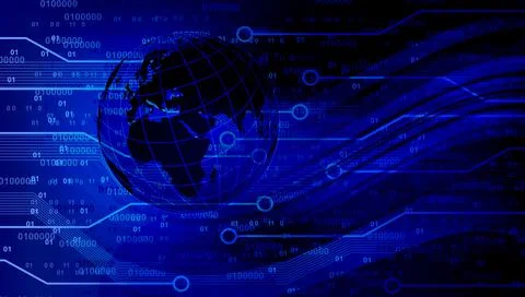 Abstract futuristic globe cogs technology background concept.Speed movement patt Stock Illustration
