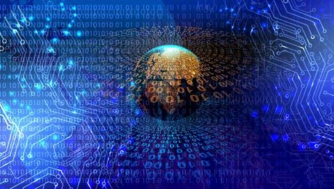 Abstract futuristic globe cogs technology background concept.Speed movement patt Stockillustratie