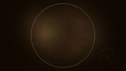 Abstract Futuristic Globe Grid Lines and Small Circle HUD Element on Dark B.. Stock Footage 346661426