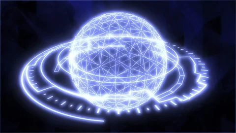 Abstract Futuristic Globe HUD Element Digital Grid Sphere Rotating Stock Footage 120962183