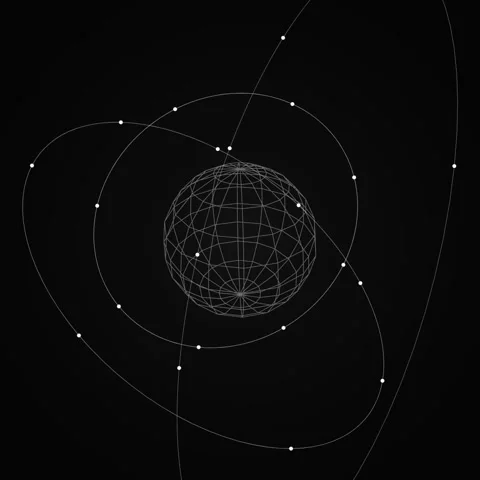 Abstract Futuristic Globe Network Orbiting Particles Digital Technology Conce Stock Footage 346282655