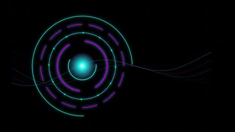 Abstract futuristic glowing circular interface with digital lines and bright Stock-Footage 348127849
