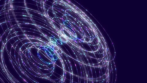 Abstract futuristic graph from color dots in grid circles massiv glowing co.. Stock-Footage 330584512