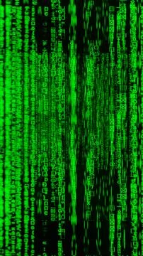 Abstract Futuristic green matrix Binary digital data vertical background 3D Stock Illustration