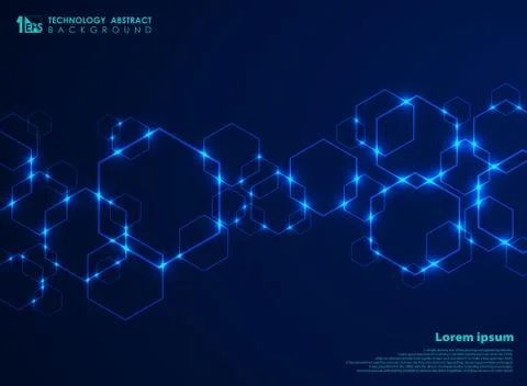 Abstract futuristic hexagon shape pattern connection in gradient blue technol 스톡 일러스트