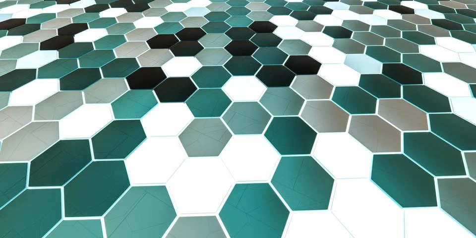 Abstract futuristic hexagonal tiles pattern 3d render illustration Illustrazione stock