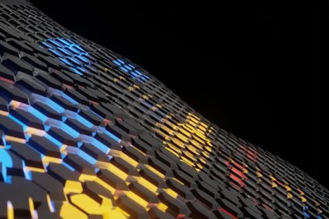Abstract Futuristic hexagons wave technology Animation background 3d renderin 스톡 일러스트