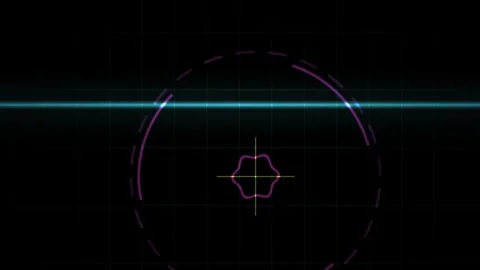 Abstract Futuristic HUD Interface with Glowing Geometric Shapes and Lines. Stock Footage 334455406