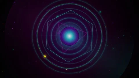 Abstract futuristic hud interface with glowing neon geometric shapes and Stock Footage 346218076