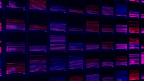 Abstract futuristic interface with switching and changing indicators of command Stock-Footage 145259812