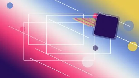 Abstract futuristic interface with translucent rectangles, neon lines, and .. Stock Illustration